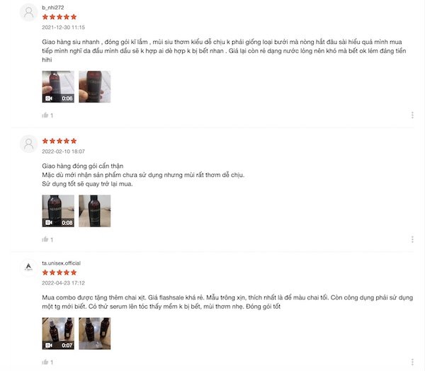 danh gia nuoc duong toc herbario tren shopee