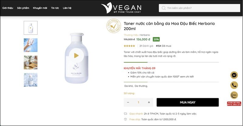 Mua toner hoa đậu biếc herbario ở VEGAN mua toner hoa dau biec herbario o VEGAN
